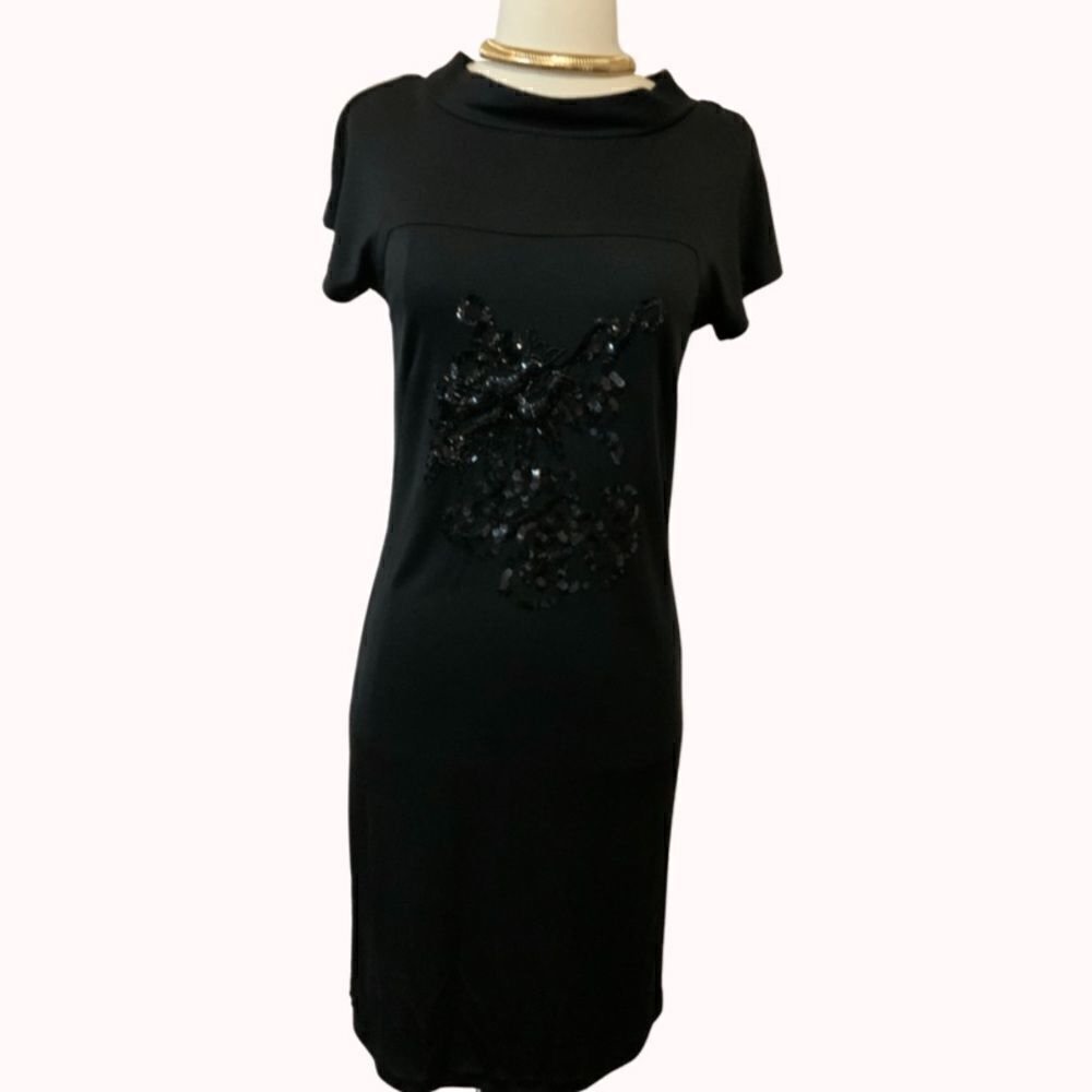 Vivienne Tam Dress 100% Silk Sequin  Black Small